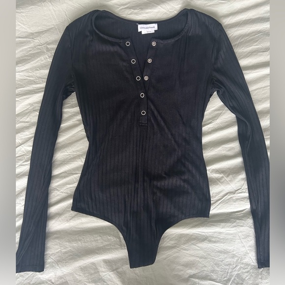 Lovers + Friends Tops - Lovers + Friends Black Ribbed Bodysuit